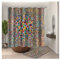AmDxD Duschvorhang Badteppiche Set aus Polyester| 3D-Druck Bunt Quadrat Muster Design Badezimmer Teppich Bad Vorhang | Bunt | mit 12 Duschvorhangringen für Badewanne Badezimmer - 165x180CM