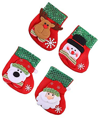 ZARRS Weihnachtsstrümpfe,4 PCS Hängende Strümpfe Weihnachtsstrumpf Deko Filz-Nikolausstiefel zum Befüllen und Aufhängen für Weihnachten