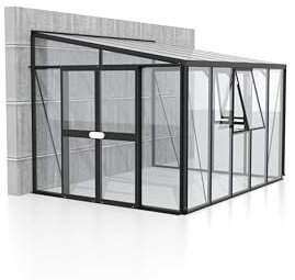 Vitavia Athena 8600 ESG/HKP, anthrazit Anlehngewächshaus Gewächshaus 2 Dachfenster EPH