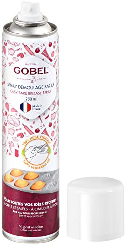 Gobel – Spray Alimentaire Démoulage Facile – 250 ml – 100% Huile Végétale – Réduit l’Adhérence des Préparations au Support de Cuisson – Sans Goût ni Odeur – Fabriqué en France