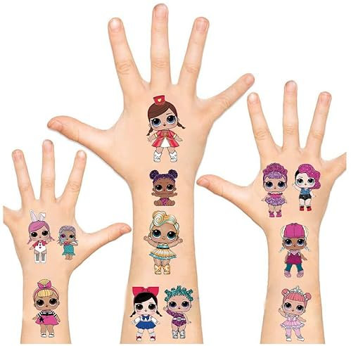 Party begünstigt Geschenke für Kinder, LOL Temporäre Tattoos für Puppengeburtstagsfeier Dekorationen liefert für Kinder Mädchen (5 Blätter, mehr als 100 Stile)