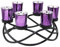 Seraphic Iron Round Table Decor Centerpiece Decorations Candle Holder for Weddings, Patio, Kitchen, Dining Room, and Coffee Tables, Glass Votive Tealight Holders, Black, 6 Purple Cups