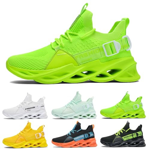 Basket Homme Femme Chaussures de Sport Running Basquettes Fitness Tennis Respirantes Sneakers Casual Multicolore Légères Shoes G133 Fluorescent Green 45