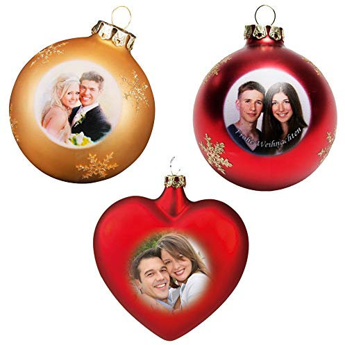 MyPrezzie Weihnachtskugel (Herz) mit Foto - Weihnachtskugeln personalisiert mit bedrucktem Foto (Silber (Herz))