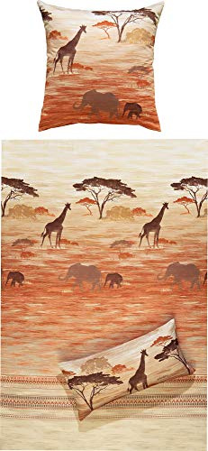 Erwin Müller Bettwäsche Mako-Satin braun-beige Größe 1x 155x220 cm + 1x 80x80 cm