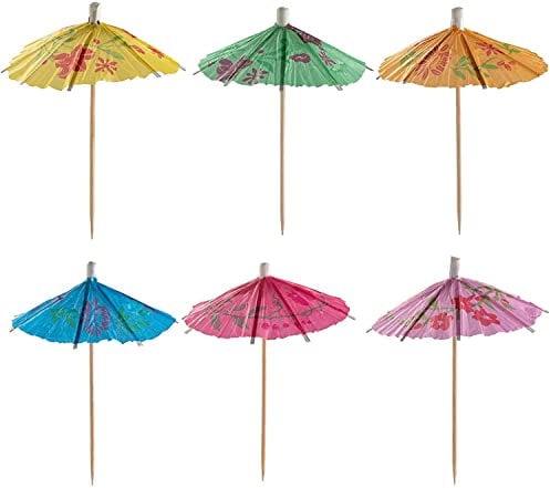 Comfy Package Lot de 240 parapluies à cocktail pour boissons, pics à boissons – Couleurs tropicales assorties – Cure-dents de fête pour cocktails, apéritifs