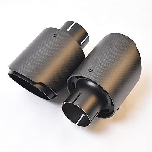 HZJA Auto Auspuffblende Auto Schwarz Edelstahl Auspuff Schalldämpfer Auspuff Schalldämpfer Matte Kohlefaser Endrohrspitze. Auspuff Endrohre(60-114mm)