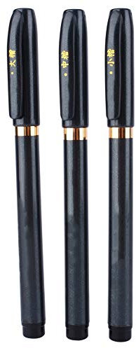 Joyzan Calligraphy Pen, Chinese Japanese Ink Writing Pens Artist Drawing Craft Tool Soft Tip Hand Lettering Black Set for Small Regular Signature Illustration Design Kanji Characters Art Painting