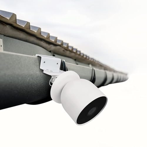 Wasserstein Wetterfeste Dachrinnenhalterung, kompatibel mit Google Nest Cam (Akku) (weiß) – Flexible Montage für Nest Cam