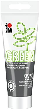 Marabu 14500050174 - GREEN LINE Alkyd-Farbe, schiefer, 100 ml Malfarbe auf Wasserbasis, klimaneutral, matt, lichtecht, wetterfest (nach 24h Durchtrocknung), 92 % aus natürlichen Rohstoffen