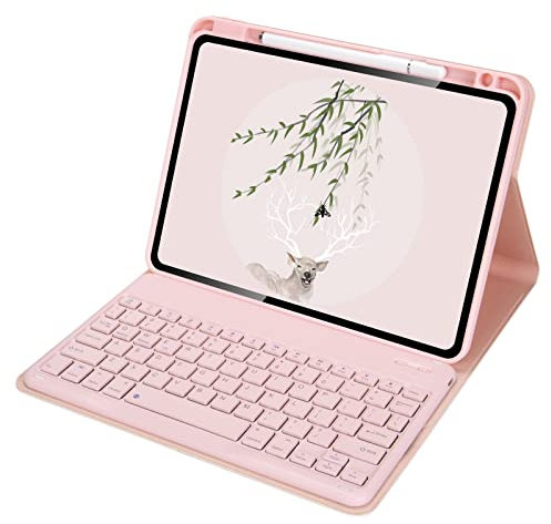 Bueuwe Funda con Teclado para Xiaomi Pad 5/5 Pro, Teclado Bluetooth Desmontable con portalápices,Rosado