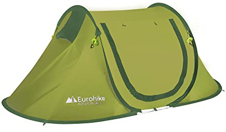 Eurohike Pop 200 2 Man Tent with Sewn in Groundsheet, Pop-Up Design Pitches in Seconds, Lightweight, Waterproof & Ventilated, Ideal for Festivals & Camping Trips, 1500mm HH