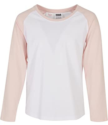 Urban Classics Damen Girls Contrast Raglan Longsleeve White/pink, 110/116
