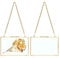 SUMNACON Set mit 2 goldenen Glas-Bilderrahmen zum Aufhängen, Kunstwerk-Display-Rahmen, Wandmontage, hängender Fotorahmen mit Kette, Kunstwerk (horizontal, 10.2x15.2 cm)