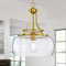 WUZUPS araña rústica granja industrial techo redondo colgante led lámpara con pantallas de vidrio transparente para comedor cocina isla vestíbulo entrada, h 43 x w 34, base e27, oro cepillado