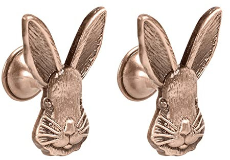 DOITOOL Rabbit Drawer Knobs : 2PCS Black Cabinet Door Handles, Bunny Shaped Zinc Alloy Pull for Kitchen, Dressing Table, Sliding Door - Furniture Accessory,Door Knobs for Wardrobes Kids