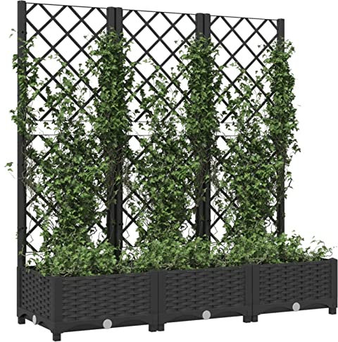 Tidyard Hochbeet mit Rankgitter Pflanzkübel Pflanzkasten Blumenkübel Gartenspalier Spalier Rankhilfe Rankkasten Schwarz 120x40x121,5 cm PP