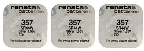 RENATA Lot de 3 Piles Bouton Silver Oxyde 357 / SR44W 0% Mercure