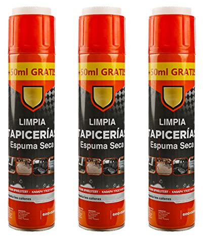 H HANSEL HOME Limpia Tapicerías Espuma Seca, Respeta los Colores, para Limpiar Asientos del Coche, Tapicerías, Alfombras, Sofá, Zapatillas, 650ml - Pack de 3 Unidades