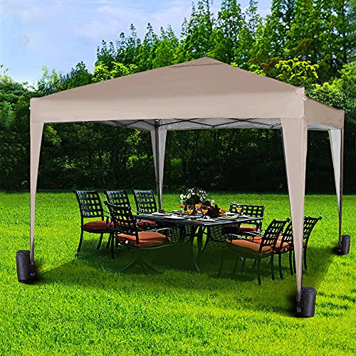 3x3m Pavillon, Gartenpavillon, Falt-Pavillon, Pop-Up, wasserdicht, für den Außenbereich, Garten, Festzelt, Überdachung (Beige)