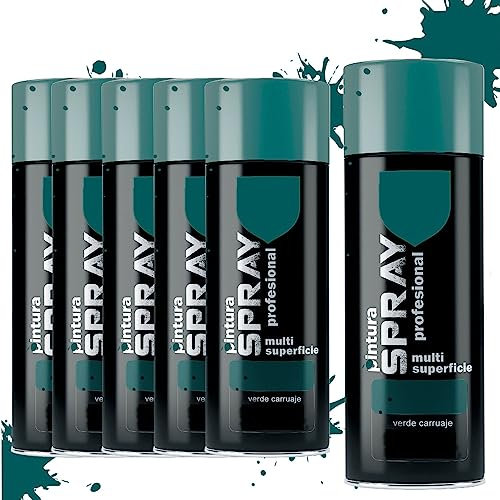 various Pintura Spray Verde Carrujes de 400 ml Adecuado para las Superficies de Metal, Madera y Plástico Pack de 6 Unidad