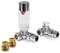 Thermostatic TRV Corner White/Chrome Radiator Valves 1/2 x 15mm with Brass Radiator Reducer Compression Valve - 15mm to 10mm