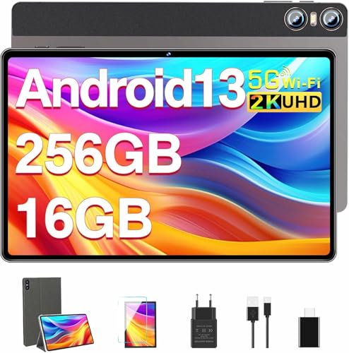 SEBBE Tablet 11 Pollici, 16GB RAM 256GB ROM (TF 1TB),2K Schermi/ 8+20MP/2000 * 1200 Pixels/10000 mAh/Bluetooth5.0,Octa-Core 2.0GHz 5GWiFi Tablet con Custodia Protettiva - Marrone