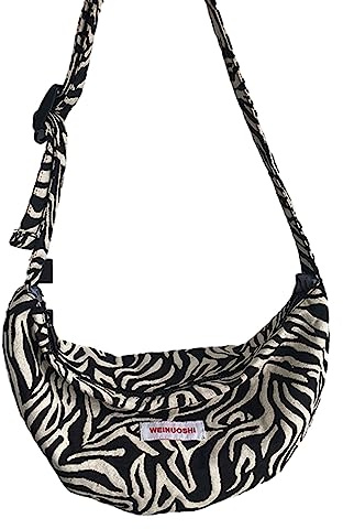 WUURAA Frauen Zebra-Print Schulter Tasche Unisex Casual Crossbody Tasche Nette koreanischen Stil Messenger Bag Studenten-Canvas Einkaufstasche