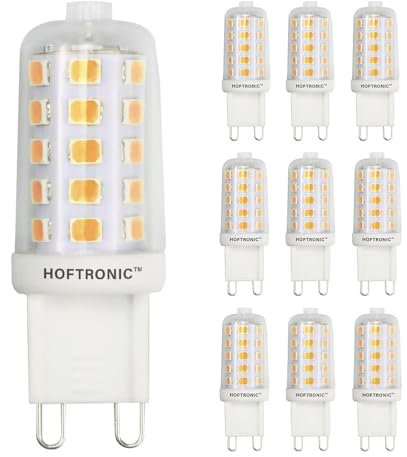 HOFTRONIC 10x G9 LED Leuchtmittel - 3 Watt 300 Lumen - 6500K Tageslichtweiß - 230V - Ersetzt 30 Watt - T4 Halogen - LED Glühbirnen - G9 Fassung leuchten