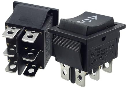 5 pulsadores basculantes de encendido/apagado/encendido momentáneos 16 A, 6 pines 250 V ~ (6 V, 9 V, 12 V, 24 V, 125 V CA/DC), color negro también como repuesto para el cortacésped