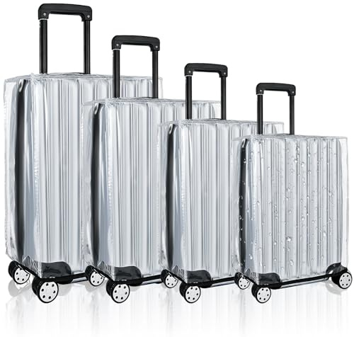Milkary 4 Pieces Clear Luggage Cover for Suitcase, Waterproof PVC Luggage Cover Protector, Anti-scratch Suitcase Protective Cover for Travel (20, 22, 24, 28)