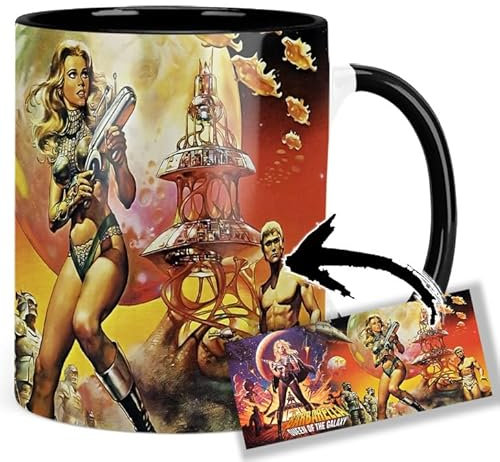 Barbarella Jane Fonda Tasse Innen & Henkel Schwarz Keramikbecher Mug