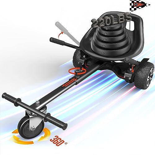 Gyroshoes K1 Hoverboard-Sitzbefestigung, Hoverboard-Go-Kart-Befestigung mit verstellbarer 16,5 cm Rahmenlänge und Lenker, kompatibel mit 16,5 cm, 20,3 cm, 25,4 cm, Hoverboard Go Kart für Kinder und