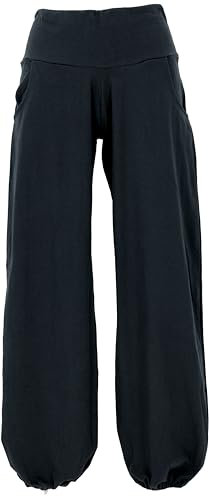GURU SHOP Yogahose aus Bio-Baumwolle, Pluderhose - Schwarz, Damen, Size:XL