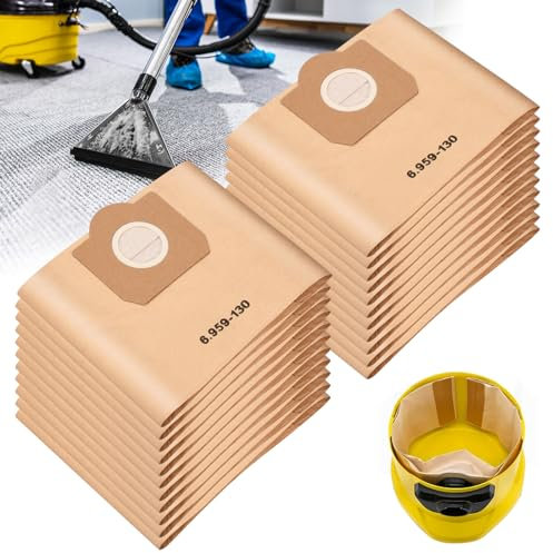 UCAMP 22 Bolsas de Aspiradoras Compatibles para Karcher 6.959-130.0 Bolsas de Filtro de Papel para WD3 WD3P,Bolsas para aspiradora,papel Aspirador multiusos Kärcher
