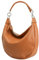 SH Leder Echtleder Damen Halbmondförmige Tasche stylisch bananentasche Umhängetasche Leder 30x22cm Mina G668 (Cognac)