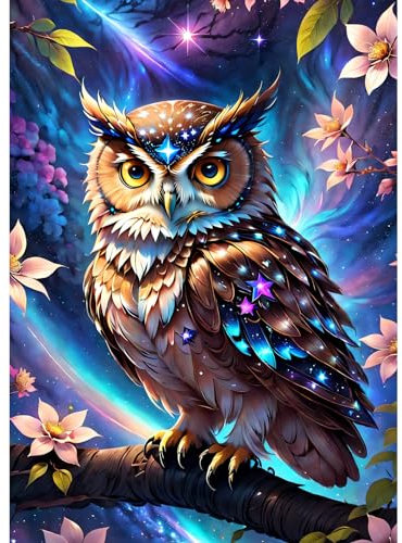 DPHERO Eule Diamant Painting Bilder für Erwachsene Anfänger,5D Fantasie Diamond Painting Set,DIY Strass Bilder Traumland Diamant Kunst Kits,Runde Steine Diamant Painting für Zuhause Dekor 30x40 cm