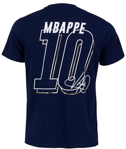 FFF T-Shirt Kylian Mbappé – Offizielle Kollektion der französischen Fußballnationalmannschaft, blau, 10 Jahre