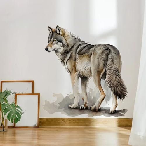 Adesivi Murali Lupo Scritte Adesive per Pareti,Adesivi Murali Bambini,Adesivi Da Parete Camera Da Letto Soggiorno Removibili Decorazione,Wall Sticker