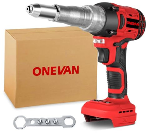 ONEVAN remachadora bateria, 20000N pistolas de remache inalámbricas para makita 18v, sin escobillas, luz led, 300w herramienta de remache inalámbrica para remaches de 2.4-5 mm(sin batería)
