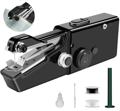 Fenansion Macchina da Cucire Portatile, Macchina Per Cucire Professionale Mini Elettrica Handheld Sewing Machine per Principianti, Cucitura Rapida adatta per Vestiti, Tende in Tessuto, Fai da t