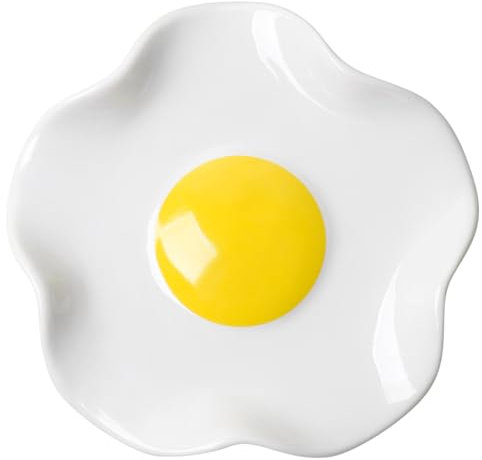Cool Fried Egg Spoon Rest-Handmade Ceramic Cooking Spoon Holder-Cute Spoon Rest for Stove Top-FunKitchen Utensil Holders-Food-Safe Ladle, Spatula Rests-Unique Kitchen Gadgets Accessories (Yellow Yolk)