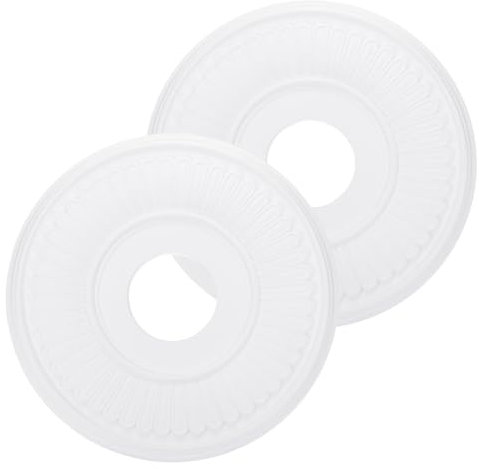 PATIKIL Ceiling Medallion, 2 Pcs 13 OD x 3.43 ID PU Decorative Ceiling Light Medallion Chandelier Medallion Traditional Ceiling Light Cover Plate for Ceiling Light Fixtures Fans, White