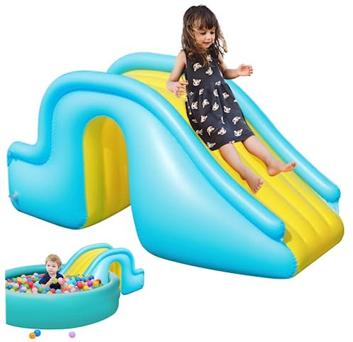Waterslide, Inflatable Water Slide Swimming Pool Slide Step Inflatable Play Center Pool Accessories for Boys Girls Summer Play