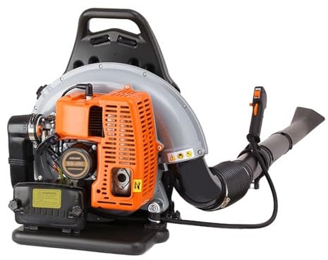 63cc Petrol Backpack Leaf Blower, 2-Stroke Engine, Grass Lawn Blower Air Cooling Gasoline Backpack Grass Blower with Air-Cooled, Snow Blower for Outdoor