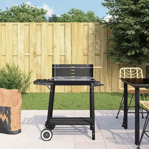 Holzkohlegrill mit Rädern Schwarz Stahl, Somanki Kohlegrill, BBQ Grill, Griller, Smoker Grill, Grillwagen, Holzgrill, Grills & Smoker, Barbecue - 315386