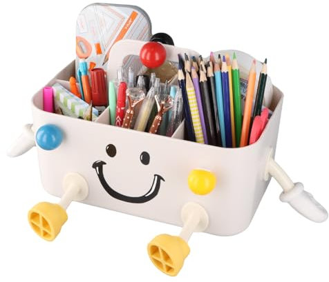Stapelbarer Tisch Caddy Organizer, Stift Organizer Schreibtisch Kinder mit Niedliche 3D-Hände Füße, Kosmetik Korb Organizer mit Griff, Stiftehalter Korb aus Plastik, Mehrzweck Ordnungskorb Putzkorb