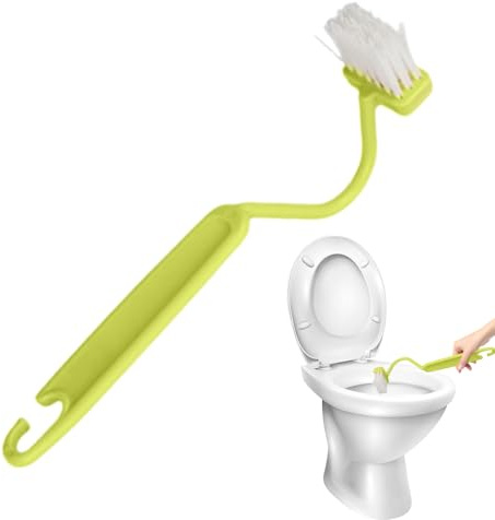 Toilettenbürste, Klobürste mit Randreiniger, Gebogene Klobürste Gebogene WC-Rand Kantenbürste für Reinigen Toiletten, Langer Stiel Klobürste Gebogen für Tiefenreinigung(Grün)