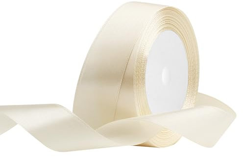 Satinband 25mm Breit Cremeweiß,22 Meters Geschenkband Schleifenband Stoffband für Hochzeitsdekoration, Geschenkverpackung, Basteln, Party Deko