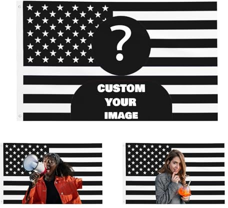 Custom American Flag, 3x5 Feet Personalised USA Flag, Personalized Tapestry, Photo Design Gifts for Home, Dorm, Garden Decoration, Personalized Flags Design Your Image Funny Tapestry Poster (Black)